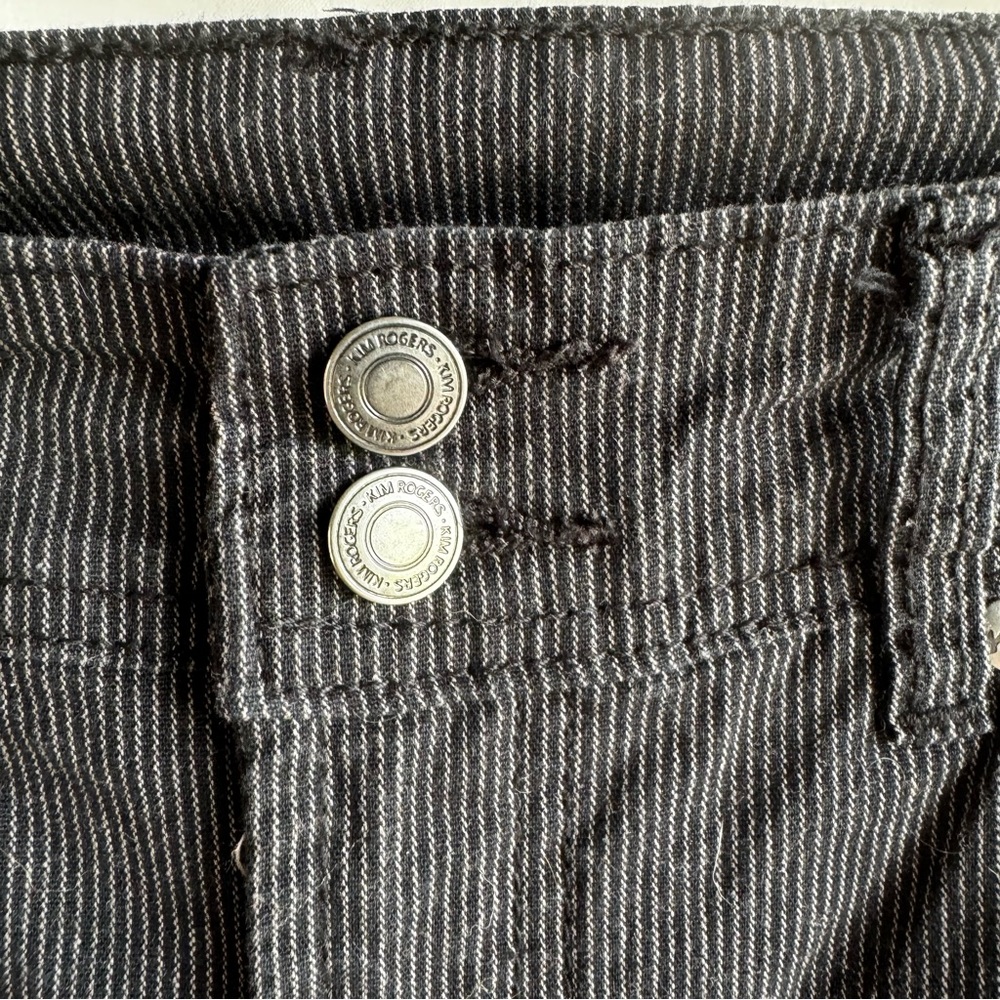 Kim Rogers Black and Grey Pinstripe Pants Jeans Cotton - Picture 4 of 12